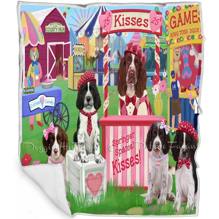 Carnival Kissing Booth Springer Spaniel Dogs Blanket BLNKT142595