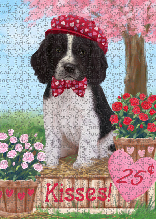 Rosie 25 Cent Kisses Springer Spaniel Dog Portrait Jigsaw Puzzle for Adults Animal Interlocking Puzzle Game Unique Gift for Dog Lover's with Metal Tin Box PZL597