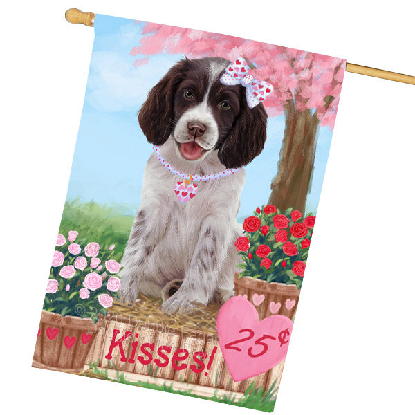 Rosie 25 Cent Kisses Springer Spaniel Dog House Flag Outdoor Decorative Double Sided Pet Portrait Weather Resistant Premium Quality Animal Printed Home Decorative Flags 100% Polyester FLG69120