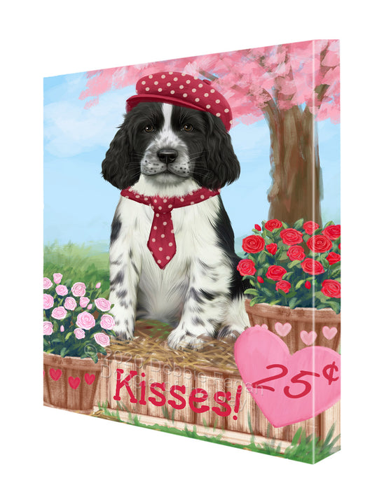 Rosie 25 Cent Kisses Springer Spaniel Dog Canvas Wall Art - Premium Quality Ready to Hang Room Decor Wall Art Canvas - Unique Animal Printed Digital Painting for Decoration CVS301
