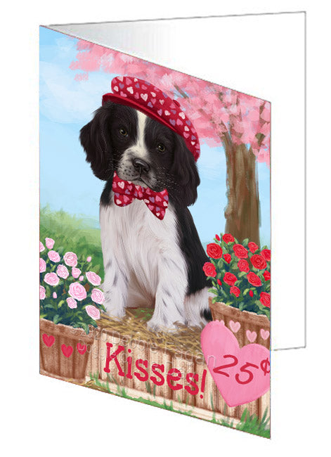 Rosie 25 Cent Kisses Springer Spaniel Dog Handmade Artwork Assorted Pets Greeting Cards and Note Cards with Envelopes for All Occasions and Holiday Seasons