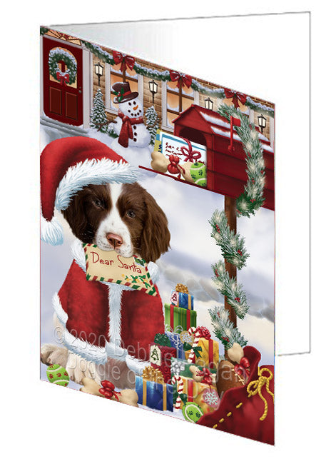 Christmas Dear Santa Mailbox Springer Spaniel Dog Handmade Artwork Assorted Pets Greeting Cards and Note Cards with Envelopes for All Occasions and Holiday Seasons