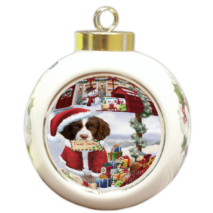 Christmas Dear Santa Mailbox Springer Spaniel Dog Round Ball Christmas Ornament Pet Decorative Hanging Ornaments for Christmas X-mas Tree Decorations - 3" Round Ceramic Ornament RBPOR59325