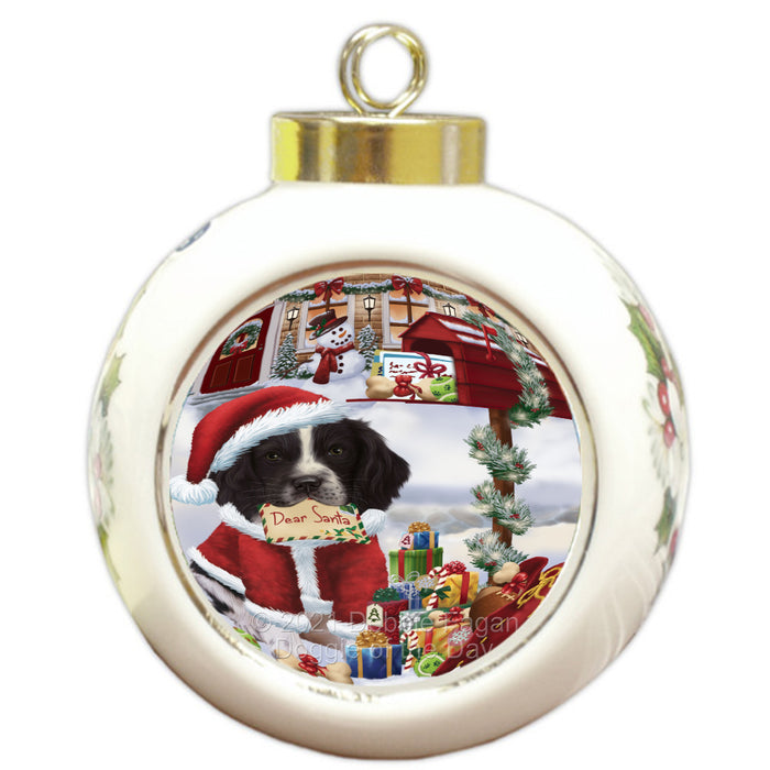 Christmas Dear Santa Mailbox Springer Spaniel Dog Round Ball Christmas Ornament Pet Decorative Hanging Ornaments for Christmas X-mas Tree Decorations - 3" Round Ceramic Ornament RBPOR59324