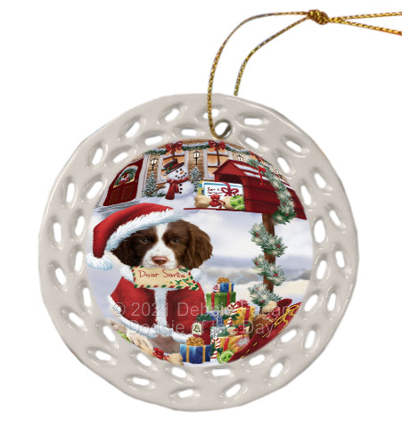 Christmas Dear Santa Mailbox Springer Spaniel Dog Doily Ornament DPOR58661