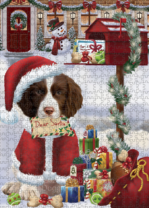 Christmas Dear Santa Mailbox Springer Spaniel Dog Portrait Jigsaw Puzzle for Adults Animal Interlocking Puzzle Game Unique Gift for Dog Lover's with Metal Tin Box PZL574