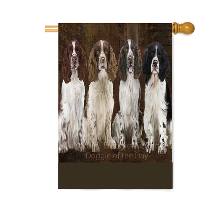 Personalized Rustic 4 Springer Spaniel Dogs Custom House Flag FLG64436