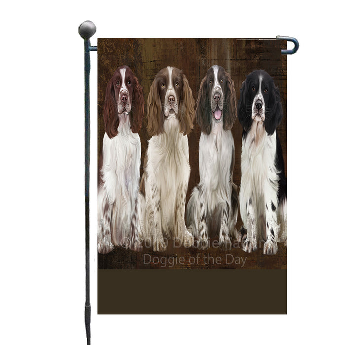 Personalized Rustic 4 Springer Spaniel Dogs Custom Garden Flag GFLG63359