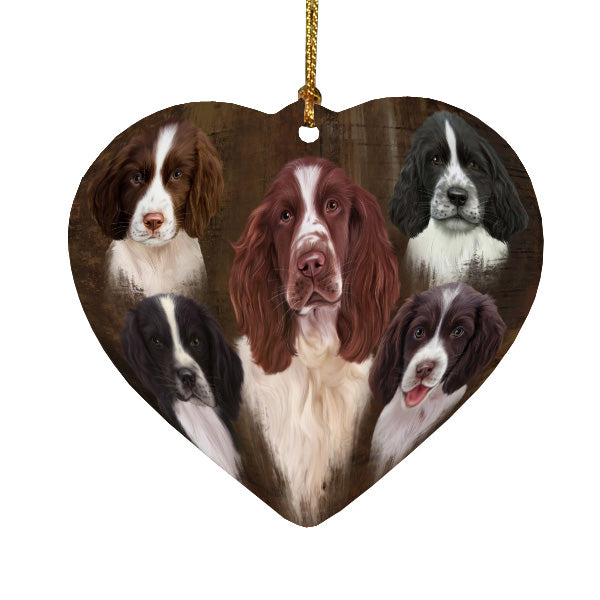 Rustic 5 Heads Springer Spaniel Dogs Heart Christmas Ornament HPORA59019