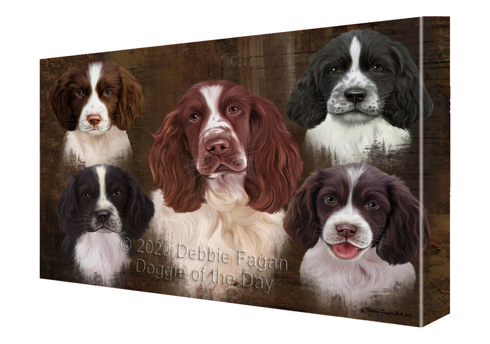 Rustic 5 Heads Springer Spaniel Dogs Canvas Wall Art - Premium Quality Ready to Hang Room Decor Wall Art Canvas - Unique Animal Printed Digital Painting for Decoration