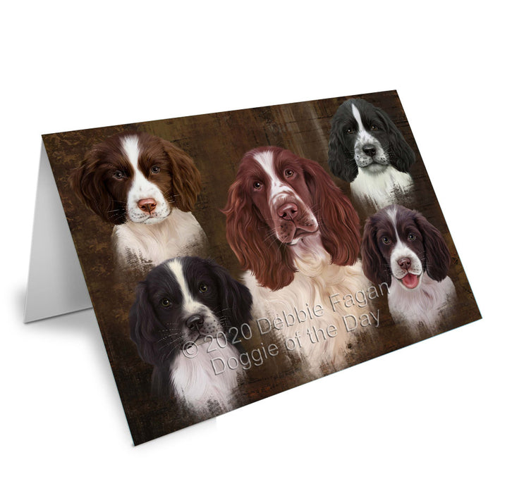 Rustic 5 Heads Springer Spaniel Dogs Handmade Artwork Assorted Pets Greeting Cards and Note Cards with Envelopes for All Occasions and Holiday Seasons