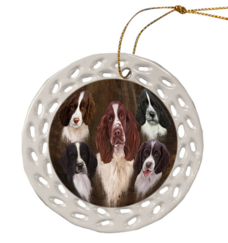 Rustic 5 Heads Springer Spaniel Dogs Doily Ornament DPOR58670