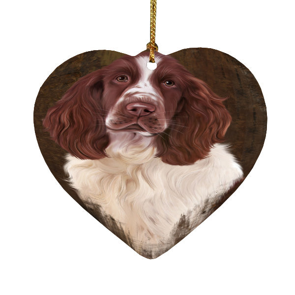 Rustic Springer Spaniel Dog Heart Christmas Ornament HPORA58988