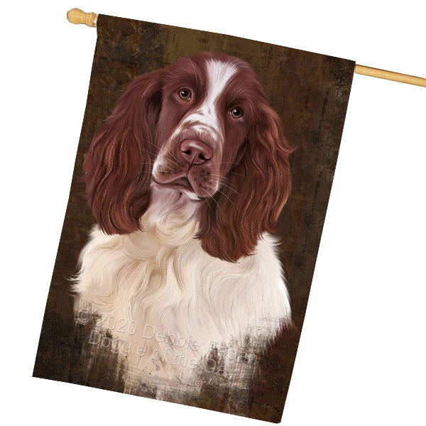 Rustic Springer Spaniel Dog House Flag Outdoor Decorative Double Sided Pet Portrait Weather Resistant Premium Quality Animal Printed Home Decorative Flags 100% Polyester FLG69021