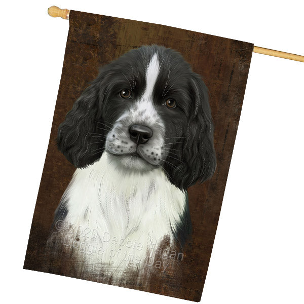 Rustic Springer Spaniel Dog House Flag Outdoor Decorative Double Sided Pet Portrait Weather Resistant Premium Quality Animal Printed Home Decorative Flags 100% Polyester FLG69023