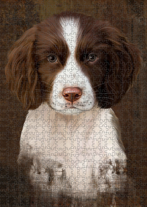 Rustic Springer Spaniel Dog Portrait Jigsaw Puzzle for Adults Animal Interlocking Puzzle Game Unique Gift for Dog Lover's with Metal Tin Box PZL513