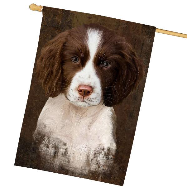 Rustic Springer Spaniel Dog House Flag Outdoor Decorative Double Sided Pet Portrait Weather Resistant Premium Quality Animal Printed Home Decorative Flags 100% Polyester FLG69022