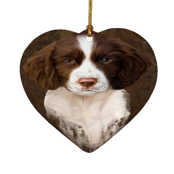 Rustic Springer Spaniel Dog Heart Christmas Ornament HPORA58989
