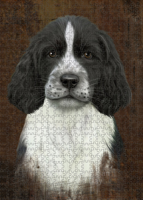 Rustic Springer Spaniel Dog Portrait Jigsaw Puzzle for Adults Animal Interlocking Puzzle Game Unique Gift for Dog Lover's with Metal Tin Box PZL514
