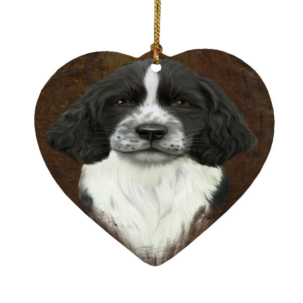 Rustic Springer Spaniel Dog Heart Christmas Ornament HPORA58990