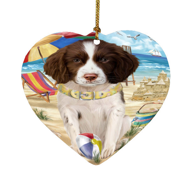 Pet Friendly Beach Springer Spaniel Dog Heart Christmas Ornament HPORA58928