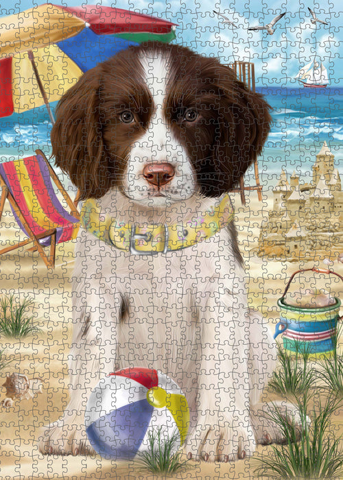 Pet Friendly Beach Springer Spaniel Dog Portrait Jigsaw Puzzle for Adults Animal Interlocking Puzzle Game Unique Gift for Dog Lover's with Metal Tin Box PZL468