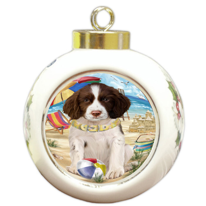 Pet Friendly Beach Springer Spaniel Dog Round Ball Christmas Ornament Pet Decorative Hanging Ornaments for Christmas X-mas Tree Decorations - 3" Round Ceramic Ornament, RBPOR59421