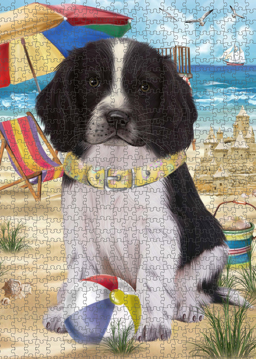 Pet Friendly Beach Springer Spaniel Dog Portrait Jigsaw Puzzle for Adults Animal Interlocking Puzzle Game Unique Gift for Dog Lover's with Metal Tin Box PZL469