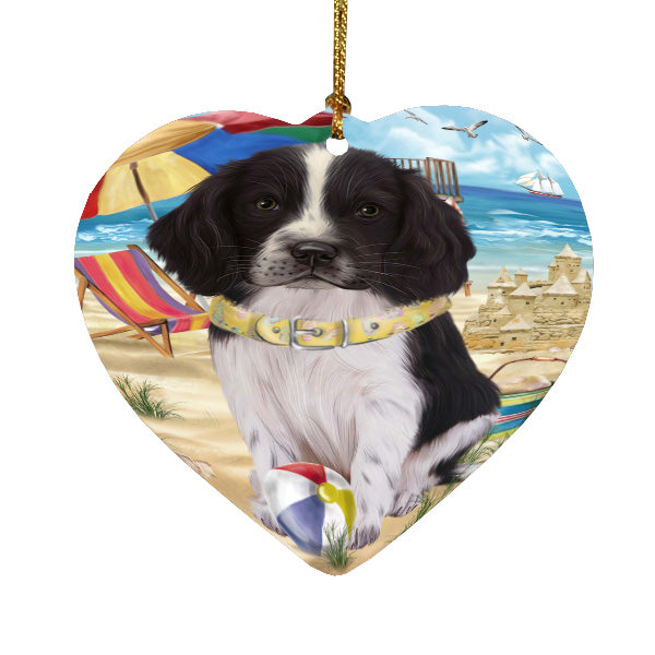 Pet Friendly Beach Springer Spaniel Dog  Heart Christmas Ornament HPORA58929