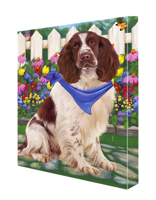 Spring Floral Springer Spaniel Dog Canvas Wall Art - Premium Quality Ready to Hang Room Decor Wall Art Canvas - Unique Animal Printed Digital Painting for Decoration CVS492
