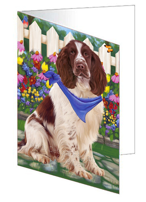 Spring Floral Springer Spaniel Dog Handmade Artwork Assorted Pets Greeting Cards and Note Cards with Envelopes for All Occasions and Holiday Seasons