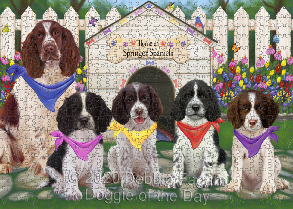 Spring Dog House Springer Spaniel Dogs Portrait Jigsaw Puzzle for Adults Animal Interlocking Puzzle Game Unique Gift for Dog Lover's with Metal Tin Box