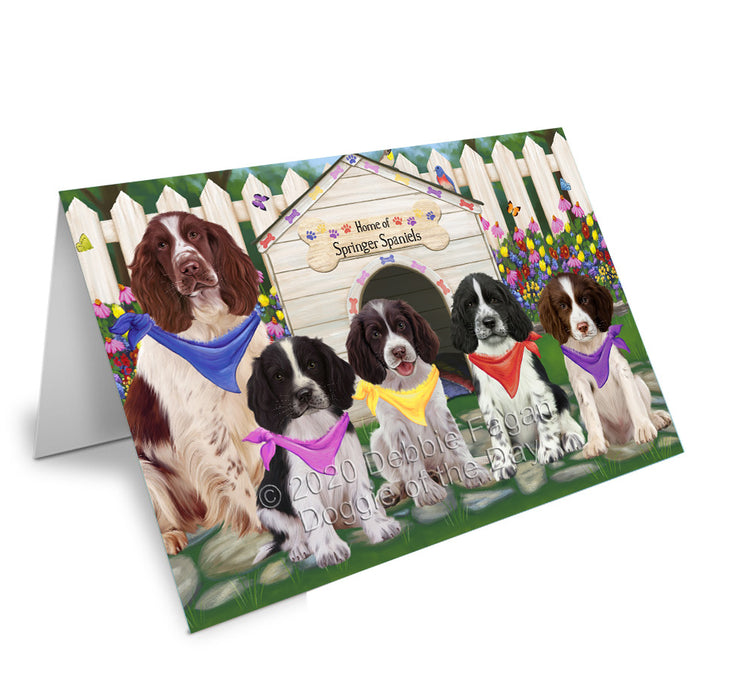 Spring Dog House Springer Spaniel Dogs Handmade Artwork Assorted Pets Greeting Cards and Note Cards with Envelopes for All Occasions and Holiday Seasons