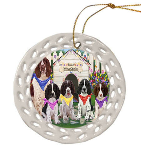 Spring Dog House Springer Spaniel Dogs Doily Ornament DPOR58923