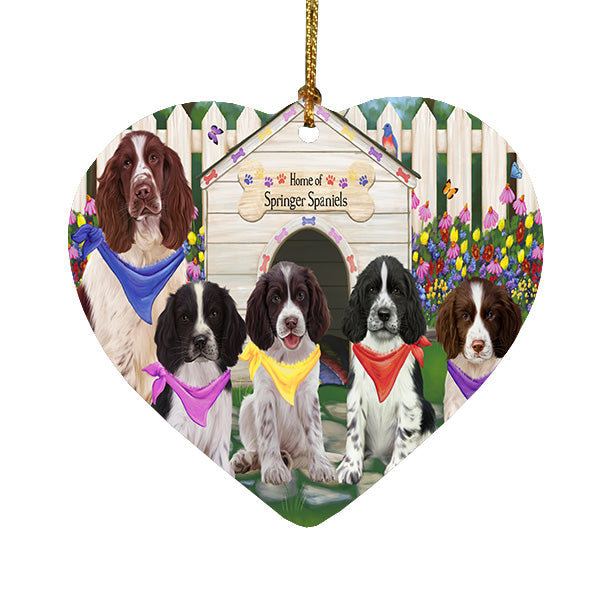 Spring Dog House Springer Spaniel Dogs Heart Christmas Ornament HPORA59287
