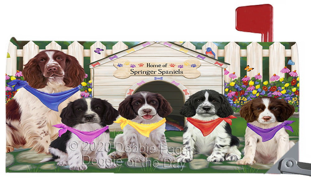 Spring Dog House Springer Spaniel Dogs Magnetic Mailbox Cover Both Sides Pet Theme Printed Decorative Letter Box Wrap Case Postbox Thick Magnetic Vinyl Material