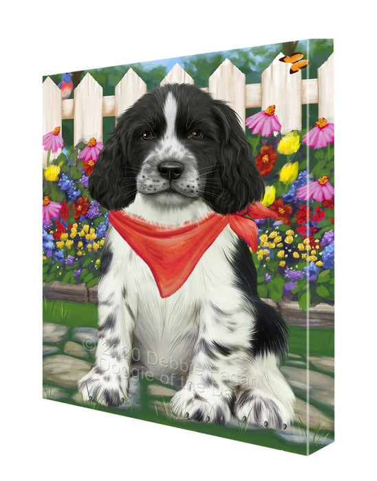 Spring Floral Springer Spaniel Dog Canvas Wall Art - Premium Quality Ready to Hang Room Decor Wall Art Canvas - Unique Animal Printed Digital Painting for Decoration CVS494