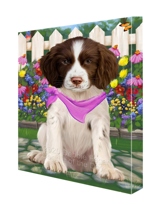 Spring Floral Springer Spaniel Dog Canvas Wall Art - Premium Quality Ready to Hang Room Decor Wall Art Canvas - Unique Animal Printed Digital Painting for Decoration CVS493