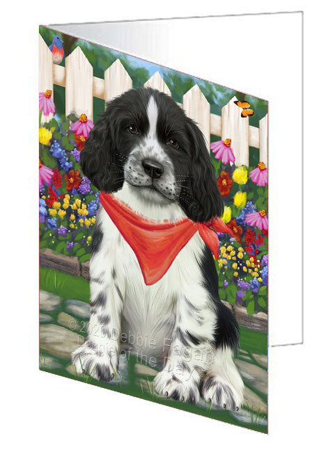 Spring Floral Springer Spaniel Dog Handmade Artwork Assorted Pets Greeting Cards and Note Cards with Envelopes for All Occasions and Holiday Seasons