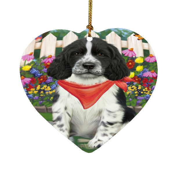Spring Floral Springer Spaniel Dog Heart Christmas Ornament HPORA59312