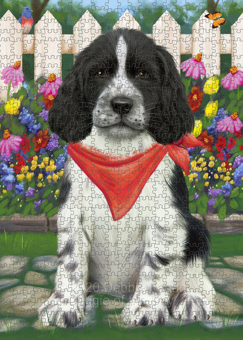 Spring Floral Springer Spaniel Dog Portrait Jigsaw Puzzle for Adults Animal Interlocking Puzzle Game Unique Gift for Dog Lover's with Metal Tin Box PZL789