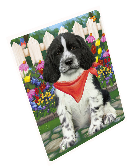 Spring Floral Springer Spaniel Dog Cutting Board - For Kitchen - Scratch & Stain Resistant - Designed To Stay In Place - Easy To Clean By Hand - Perfect for Chopping Meats, Vegetables, CA83544