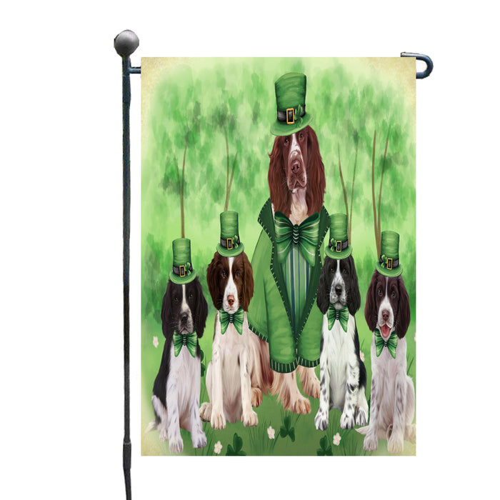 St. Patrick's Day Family Springer Spaniel Dogs Garden Flags Outdoor Decor for Homes and Gardens Double Sided Garden Yard Spring Decorative Vertical Home Flags Garden Porch Lawn Flag for Decorations