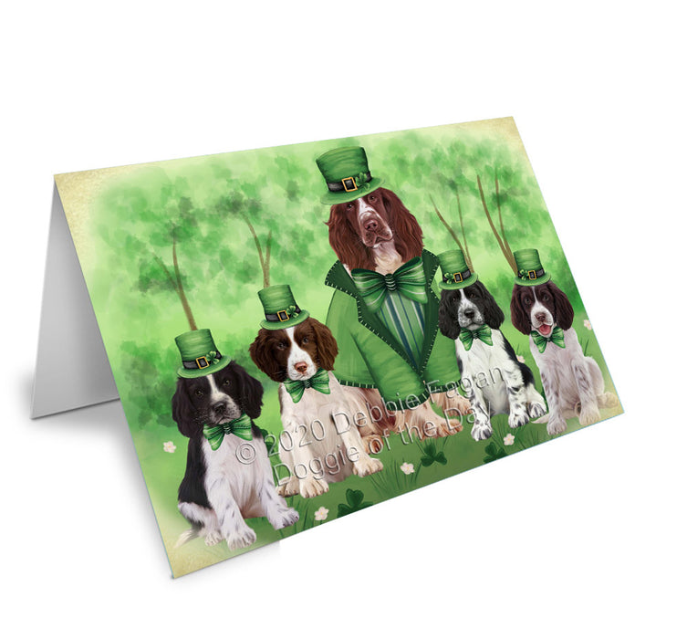 St. Patrick's Day Family Springer Spaniel Dogs Handmade Artwork Assorted Pets Greeting Cards and Note Cards with Envelopes for All Occasions and Holiday Seasons