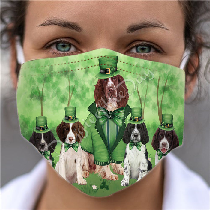 St. Patricks Day Irish Springer Spaniel Dogs Face Mask FM50194