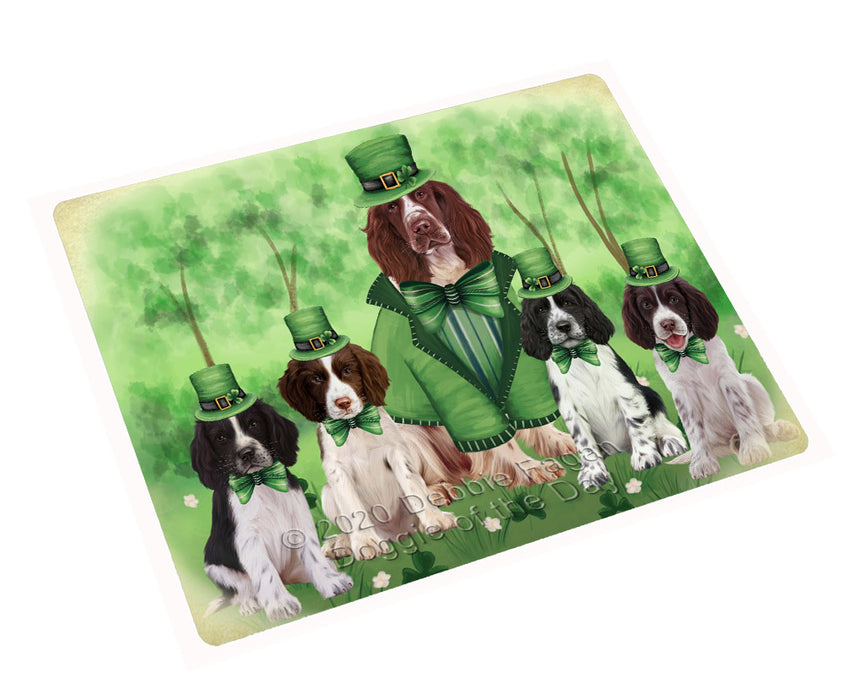 St. Patrick's Day Family Springer Spaniel Dogs Cutting Board - For Kitchen - Scratch & Stain Resistant - Designed To Stay In Place - Easy To Clean By Hand - Perfect for Chopping Meats, Vegetables