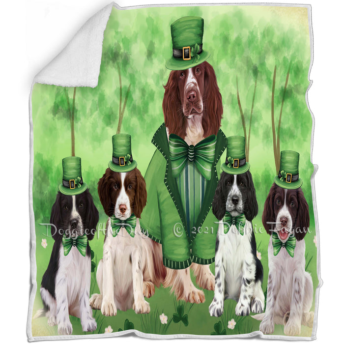 St. Patricks Day Irish Portrait Springer Spaniel Dog Blanket BLNKT142363