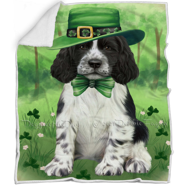 St. Patricks Day Irish Portrait Springer Spaniel Dogs Blanket BLNKT142364