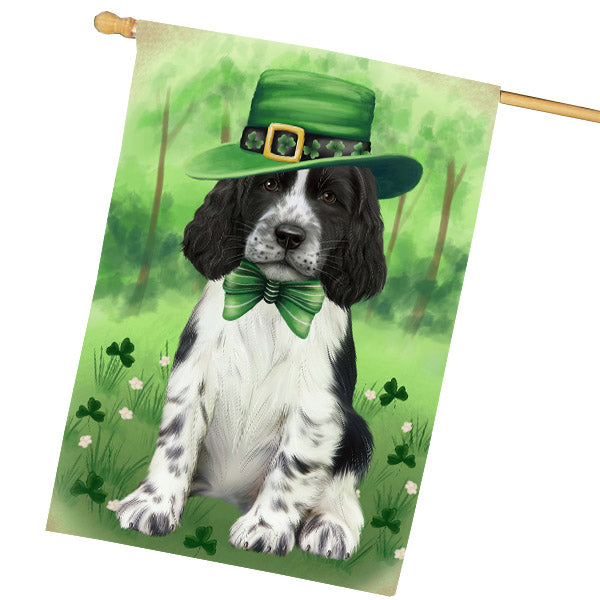 St. Patrick's Day Springer Spaniel Dog House Flag Outdoor Decorative Double Sided Pet Portrait Weather Resistant Premium Quality Animal Printed Home Decorative Flags 100% Polyester FLG69737