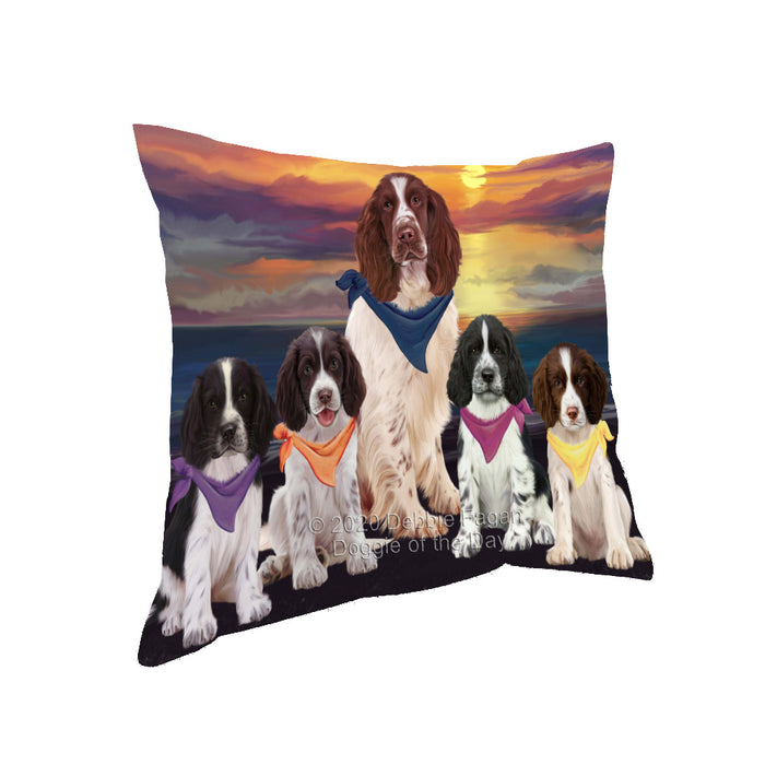 Family Sunset Portrait Springer Spaniel Dogs Pillow with Top Quality High-Resolution Images - Ultra Soft Pet Pillows for Sleeping - Reversible & Comfort - Ideal Gift for Dog Lover - Cushion for Sofa Couch Bed - 100% Polyester